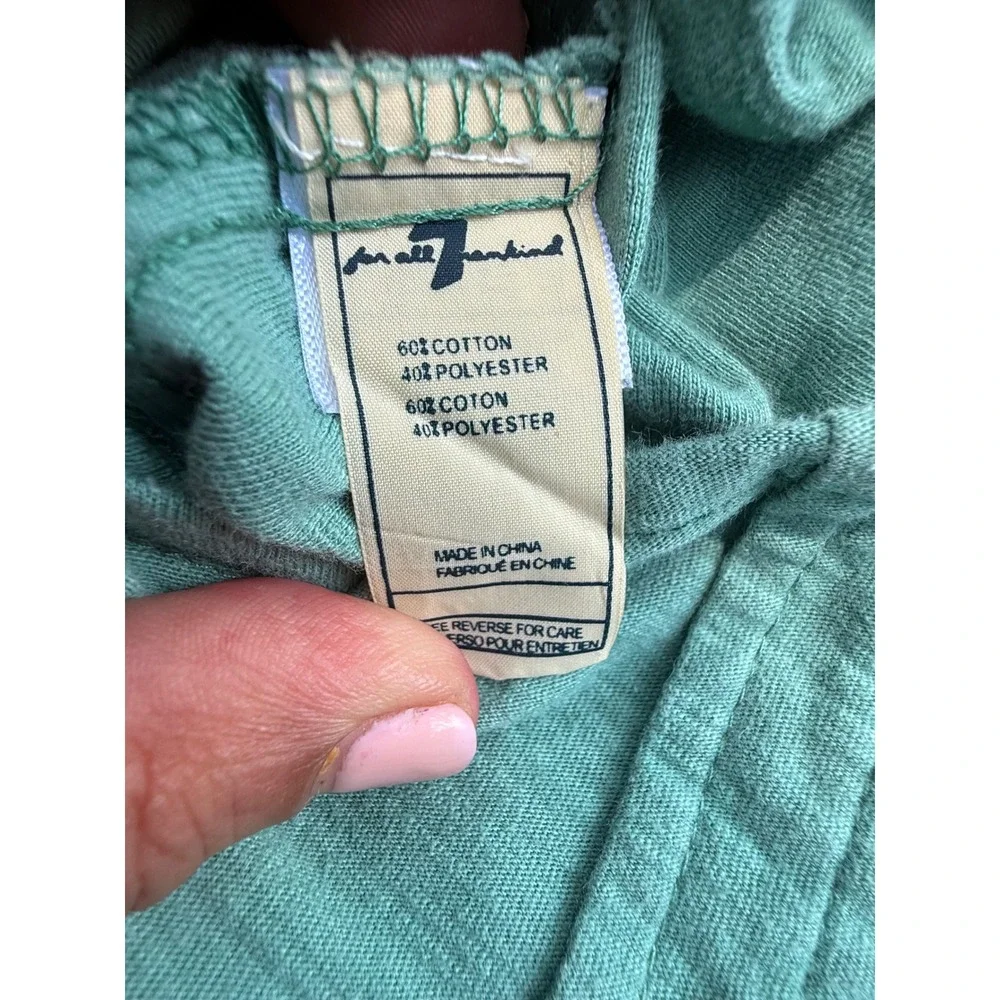 7 For All Mankind K Toddler Green Button Down Shirt Chambray Trim 24M